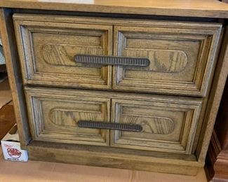 #114	2 drawer End Table (particle board) 24x15x22	 $20.00 			
