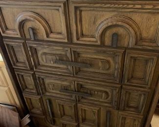 #122	5 drawer chest of drawers - as is - particle board w/front design - 35x18x48	 $40.00 			
