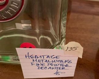 #135	Vtg. Metalworks Fine Pewter Decamter	 $45.00 			
