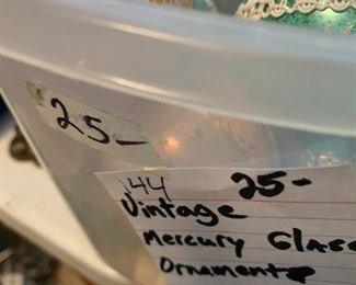 #144	Vtg. Mercury Glass Ornaments - 8 pc	 $25.00 			
