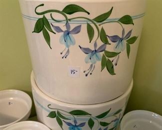 #145	Set of 2 plant pots w/blue flowers - 8.5"T x 11"Round	 $30.00 			
