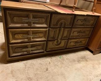 #158	project piece 9 drawer dresser no mirror plastic design front 60x18x31	 $30.00 			

