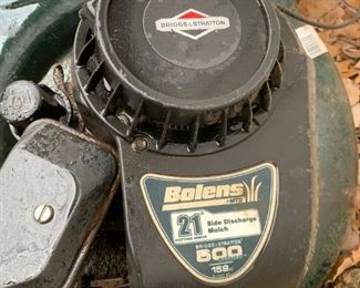 #187	Bolens 21 in side discharge mulch mower as is 	 $20.00 			
 