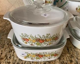 #205	Kitchen	corning ware 4-piece square and round casserole with lids	 $45.00 			
