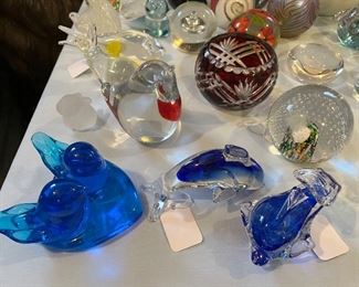 Art glass and glass paperweights.....