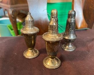 Weighted sterling silver salt and pepper shakers