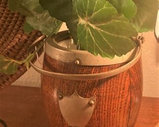 Antique English oak barrel ice bucket /biscuit barrel/vase