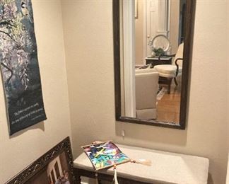 Low table/bench; mirror