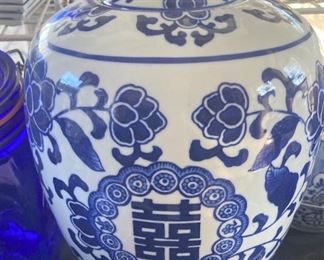 "Double Happiness" blue & white ginger jar