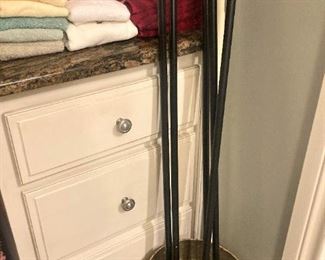 Curtain rods; waste baskets