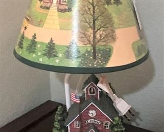 Little red school house lamp