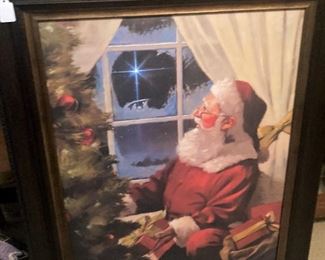 Santa looking at the Star of Bethlehem 