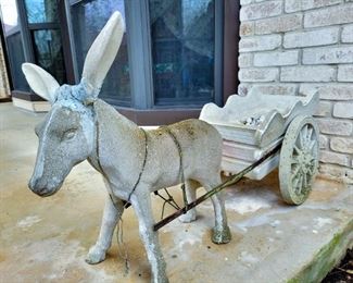 Concrete donkey and cart (ears repaired)