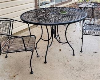 Metal patio table and chairs