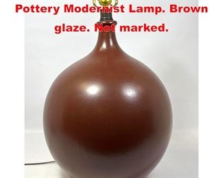 Lot 4 Bulbous BOSTLUND Art Pottery Modernist Lamp. Brown glaze. Not marked. 