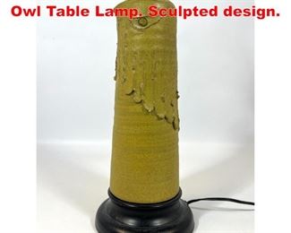 Lot 6 Mid Century Modern Pottery Owl Table Lamp. Sculpted design. 