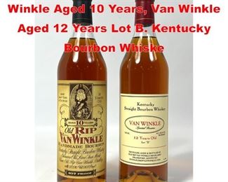 Lot 22 2 Bottles. Old Rip Van Winkle Aged 10 Years, Van Winkle Aged 12 Years Lot B. Kentucky Bourbon Whiske