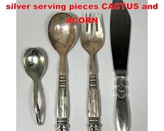 Lot 32 4pc Georg Jensen sterling silver serving pieces CACTUS and ACORN