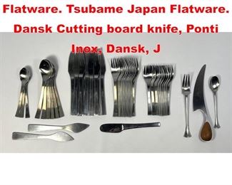 Lot 37 Mid Century Modern Flatware. Tsubame Japan Flatware. Dansk Cutting board knife, Ponti Inox, Dansk, J