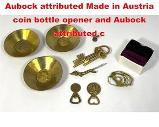 Lot 60 Brass lot includes Carl Aubock attributed Made in Austria coin bottle opener and Aubock attributed c