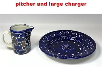 Lot 63 2pcs Arabia of Finland pitcher and large charger