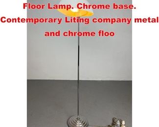 Lot 90 White Spun Aluminum Shade Floor Lamp. Chrome base. Contemporary Liting company metal and chrome floo