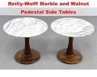 Lot 92 1960s Brendon Reilly for ReillyWolff Marble and Walnut Pedestal Side Tables