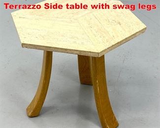 Lot 106 Harvey Probber Hexagonal Terrazzo Side table with swag legs
