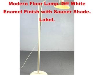 Lot 108 FOG and MBRUP Danish Modern Floor Lamp. Off White Enamel Finish with Saucer Shade. Label. 