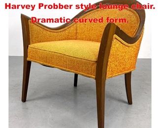 Lot 138 Mid Century Modern Harvey Probber style lounge chair. Dramatic curved form. 