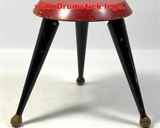 Lot 143 Small French 3 Leg Stool with Drumstick legs. 