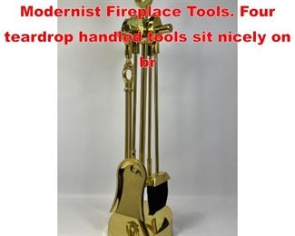 Lot 155 Virginia Metalcrafters Style Modernist Fireplace Tools. Four teardrop handled tools sit nicely on br