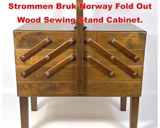 Lot 156 Mid Century Modern A.S. Strommen Bruk Norway Fold Out Wood Sewing Stand Cabinet.