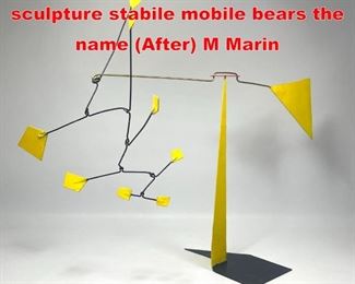 Lot 160 Yellow steel mobile kinetic sculpture stabile mobile bears the name After M Marin 