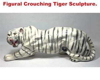 Lot 165 Large Painted Plaster Figural Crouching Tiger Sculpture.