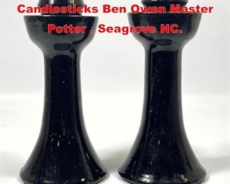 Lot 167 Pr Black Pottery Candlesticks Ben Owen Master Potter . Seagrove NC.
