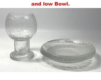 Lot 169 2pcs Iittala Glass. Vase and low Bowl. 