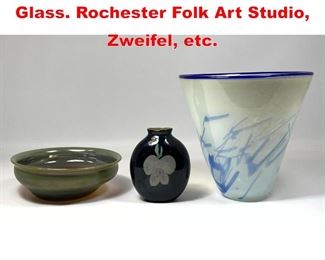 Lot 171 3pcs Signed Studio Art Glass. Rochester Folk Art Studio, Zweifel, etc.