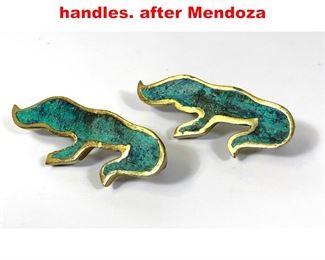 Lot 173 Pair brass enameled handles. after Mendoza