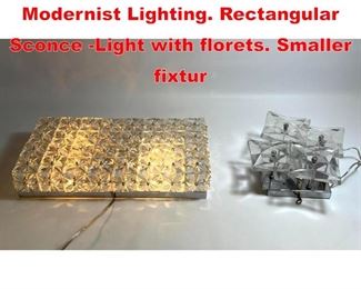 Lot 176 2pc Wall or Ceiling Mount Modernist Lighting. Rectangular Sconce Light with florets. Smaller fixtur