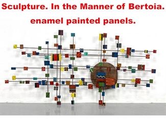 Lot 180 Modernist Mixed Metal Wall Sculpture. In the Manner of Bertoia. enamel painted panels. 