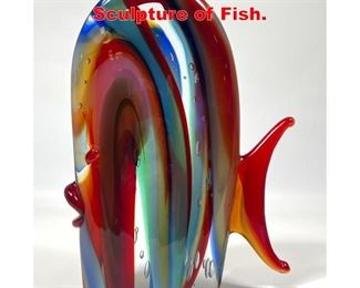 Lot 208 Signed Colorful Art Glass Sculpture of Fish. 