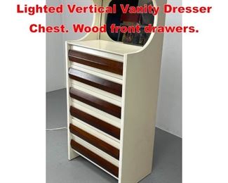 Lot 210 1960s Mod Lane Mazor Lighted Vertical Vanity Dresser Chest. Wood front drawers. 