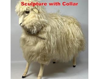 Lot 214 Natural Wool Sheep Sculpture with Collar