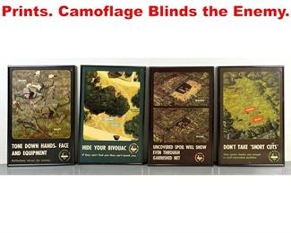 Lot 228 set 4 Military educational Prints. Camoflage Blinds the Enemy. 