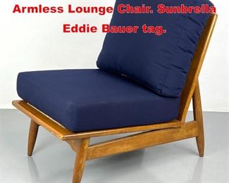 Lot 232 Mid Century Modern Armless Lounge Chair. Sunbrella Eddie Bauer tag.