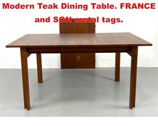 Lot 250 ARNE VODDER Danish Modern Teak Dining Table. FRANCE and SON metal tags. 