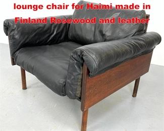 Lot 253 Yrjo Kukkapuro Ateljee lounge chair for Haimi made in Finland Rosewood and leather