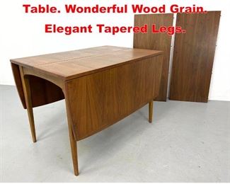 Lot 255 Modernist Drop Side Dining Table. Wonderful Wood Grain. Elegant Tapered Legs. 