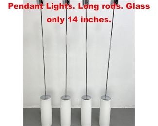 Lot 257 Set of 4 Chrome and Glass Pendant Lights. Long rods. Glass only 14 inches. 